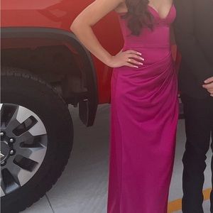 Fuchsia Long Satin Dress